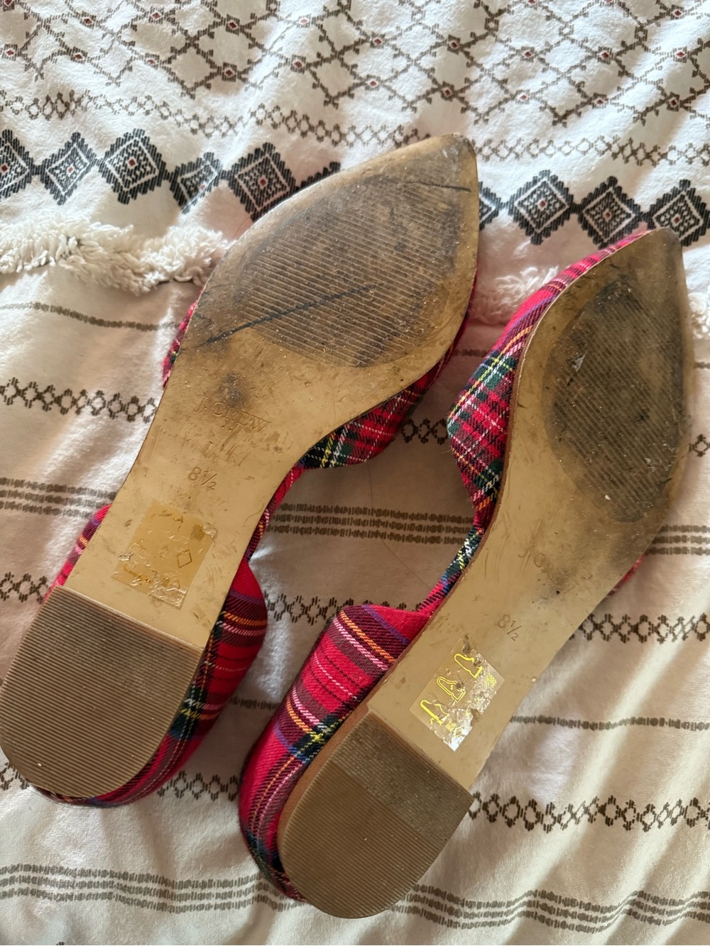 J. Crew Red Plaid Pointed D'Orsay Flats - Picture 4 of 4